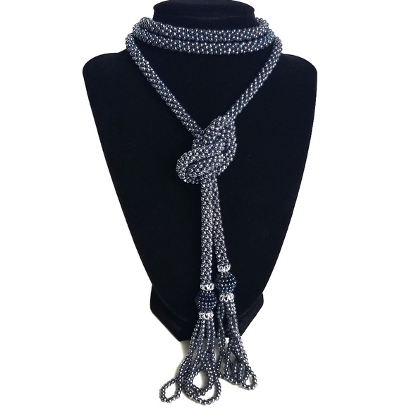 Vintage Accessories - Vintage Iridescent Beaded Rope Belt/ Necklace